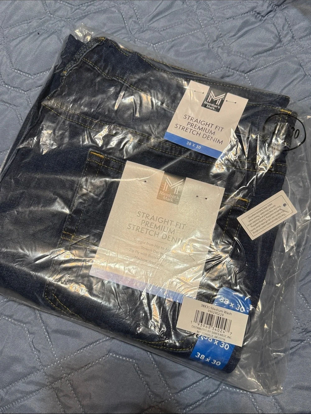 Men's Straight Fit Dark Blue Jeans - M Brand